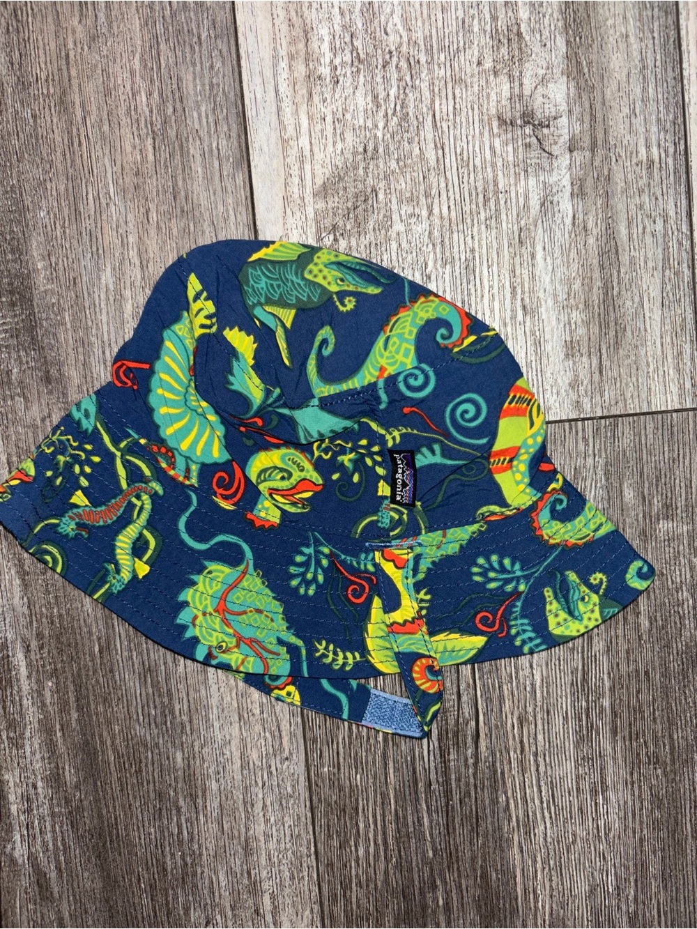 Patagonia Navy Tropical Sea Creature Baby Bucket Hat 3/6 months